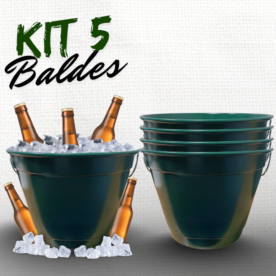 Balde de Gelo Alumínio VERDE 6L para Bebidas – Kit com 5, 10 e 20 Unidades