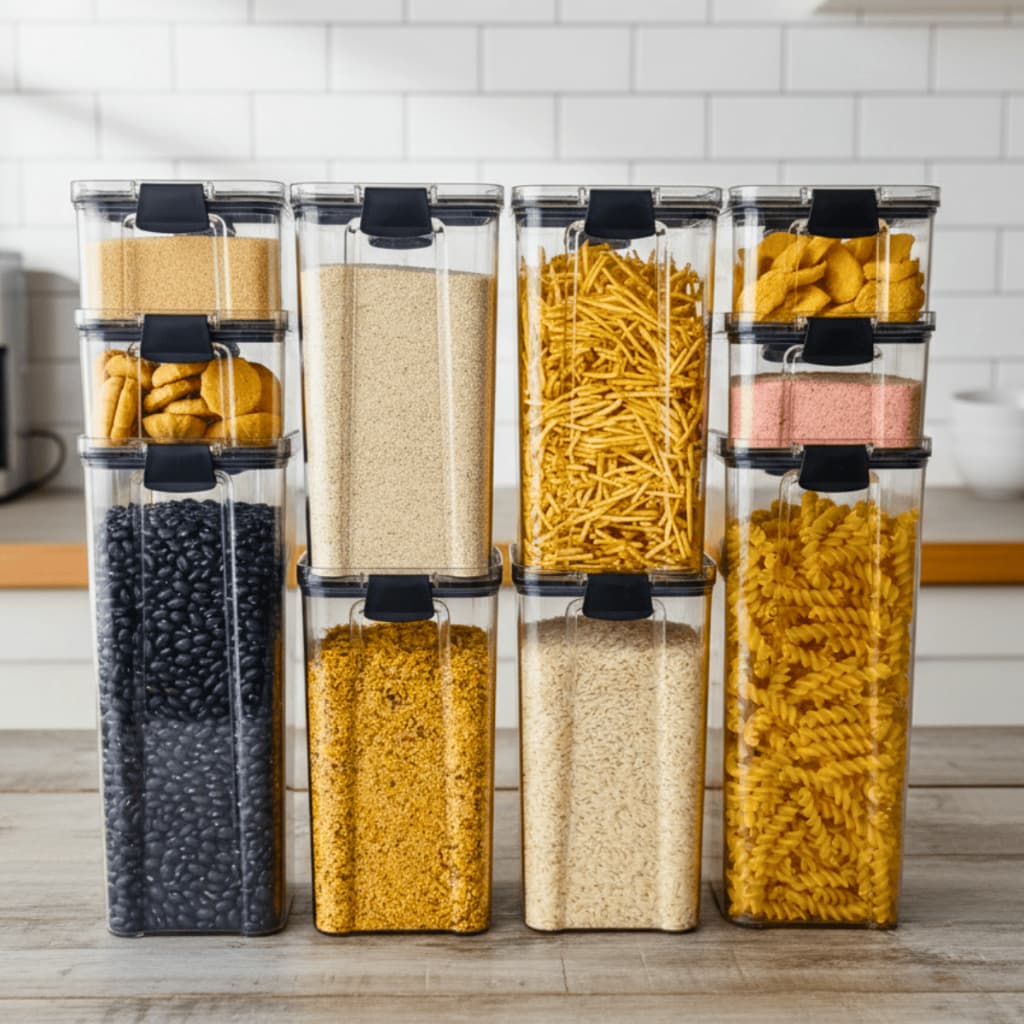 Potes Herméticos Porta Mantimentos 10 Un Organizador Alimentos Armário Despensa Cozinha Transparente