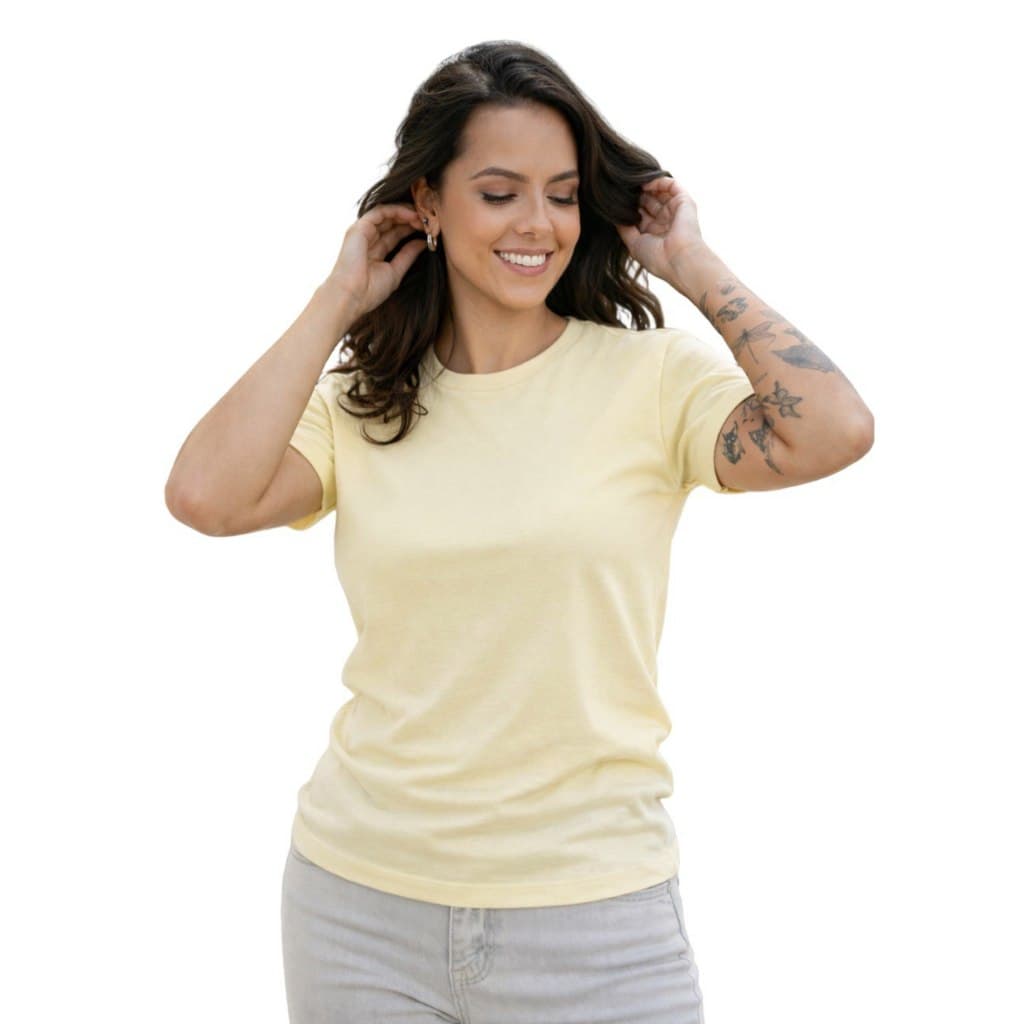 T-Shirt Feminina Básica Premium Algodão Gold – Conforto Macio, Caimento Perfeito, Casual Do P ao G3