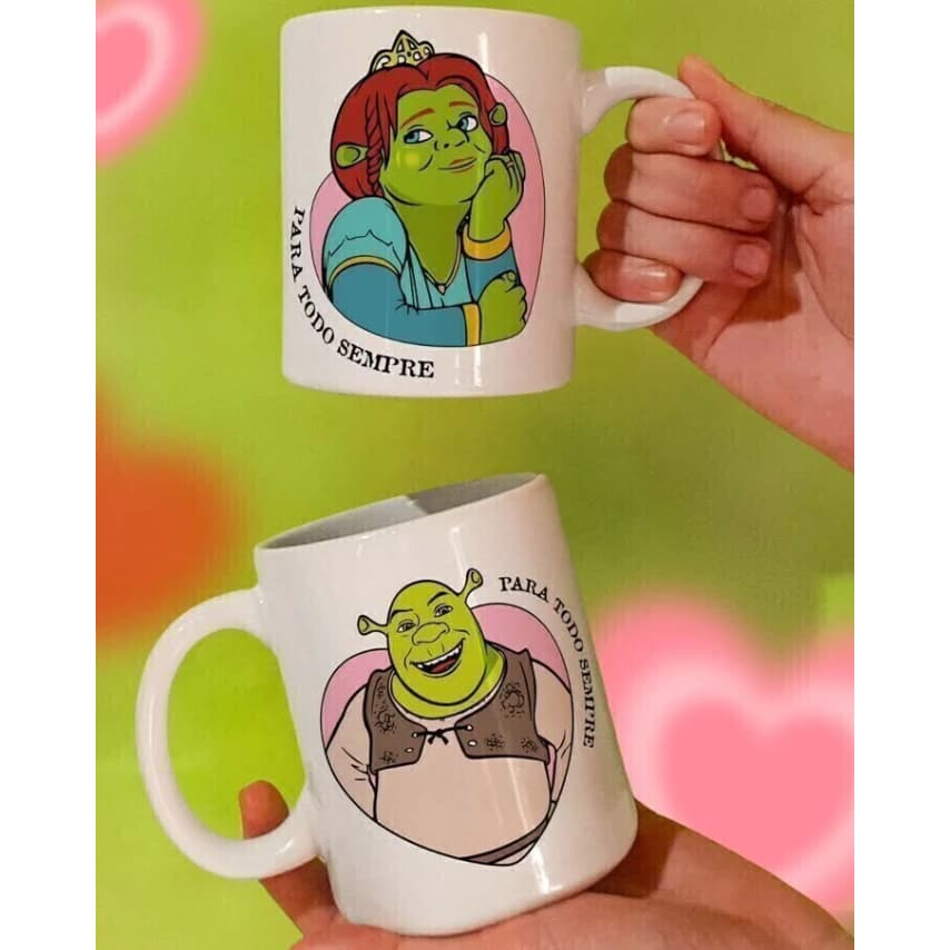 Caneca Shrek Para Todo o Sempre Caneca Casal Unidade Ou Kit Presente Namorado Namorada Caneca Amigos
