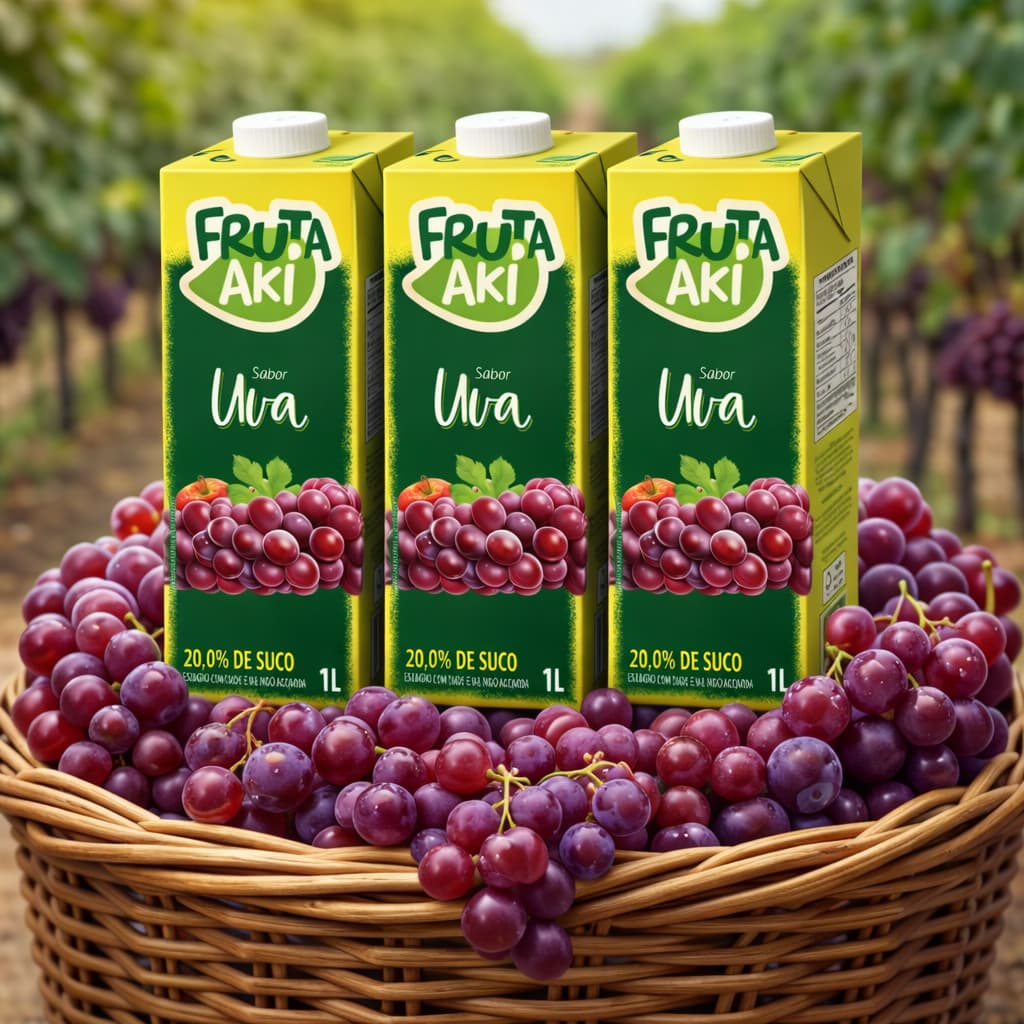 Kit Suco Néctar Fruta Aki Uva 1L