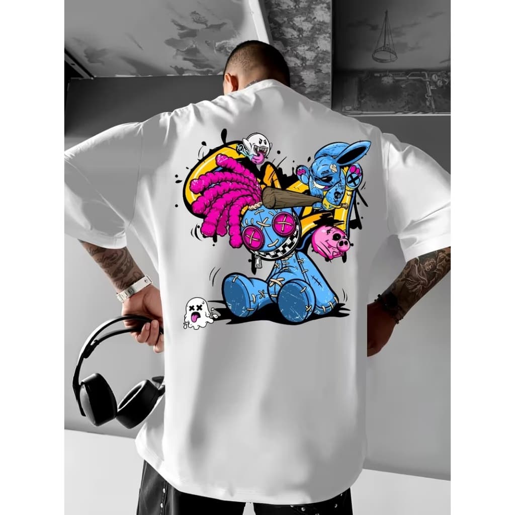 Camiseta Streetwear Masculina Algodão100% Estampa Grafite Boneco Urbano