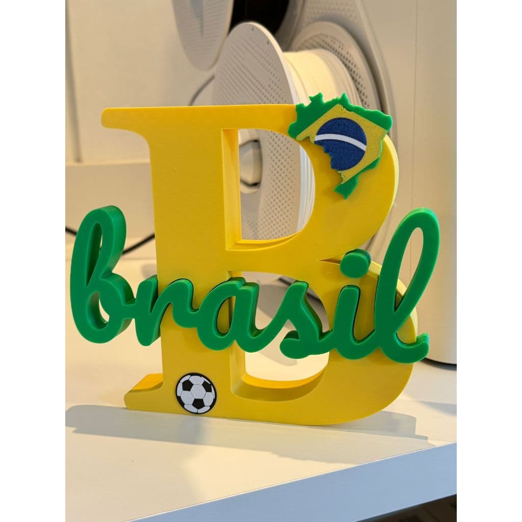 Letreiro Brasil Decorativo Copa do Mundo 16 x 14 cm – Tema Futebol Amarelo e Verde