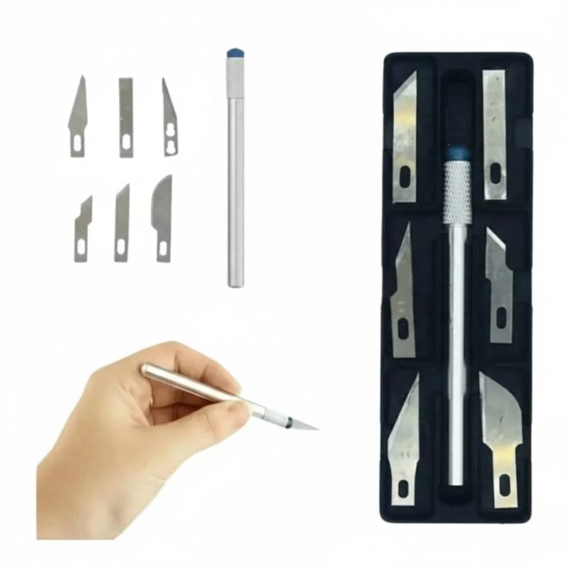 ​Kit Estilete Bisturi Manual com 6 Pontas Reservas Artesanato