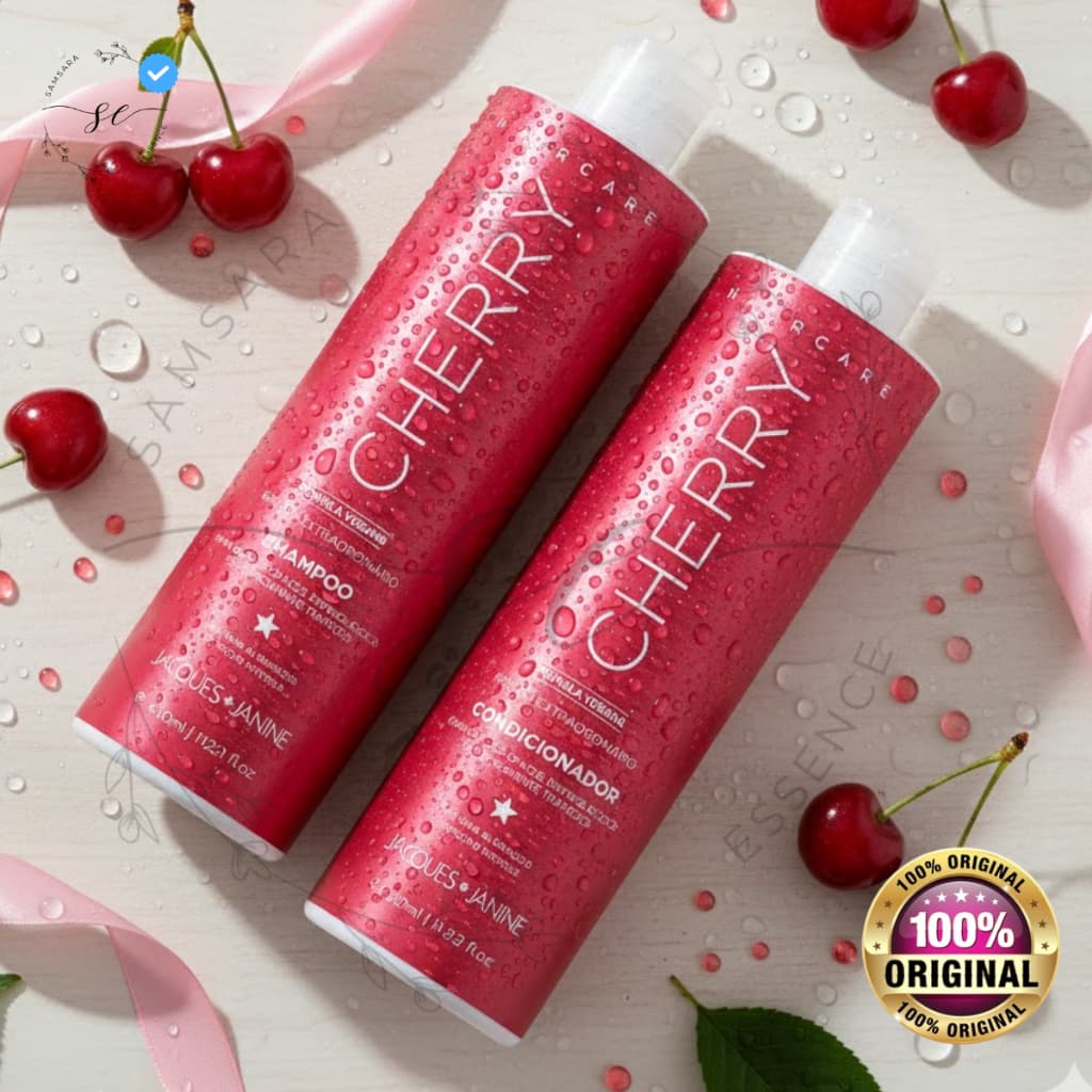 Shampoo e Condicionador Cheirinho de Cereja Reparação e Nutrição Jacques Janine Linha Profissional