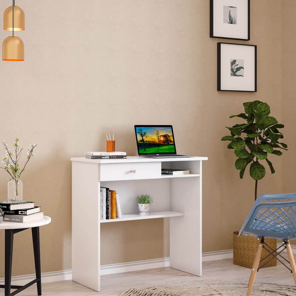 Escrivaninha 70cm com Gaveta Nicho e Prateleiras | Mesa para Notebook Home Office Estudo