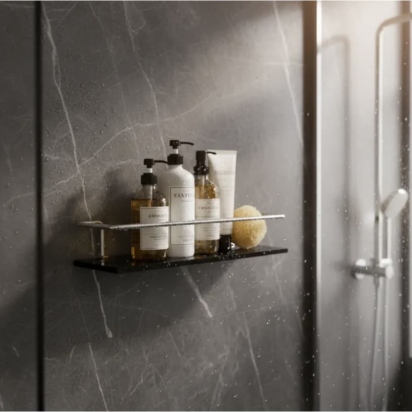 Porta Shampoo Prateleira Grade Com Vidro(6mm) Reto Para Banheiro