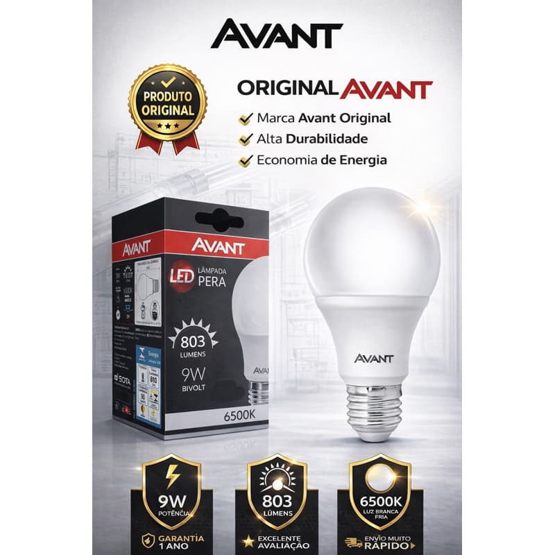 Lampada LED 9W Avant Original Luz Branca Bivolt – 1 Unidade