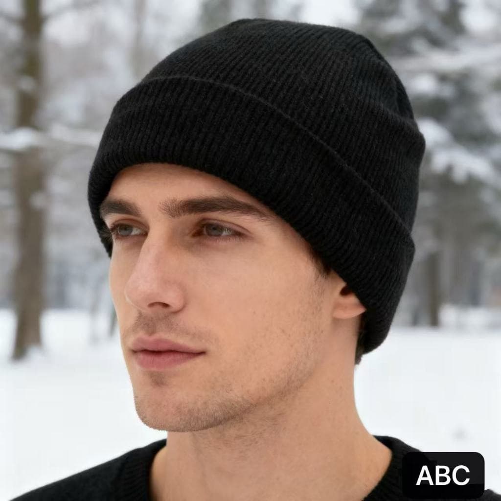 123chic Touca Preta Básica Lisa Lã Gorro Com Forro Toca Unissex Masculina Feminina Frio Quentinha Adulto GO8016