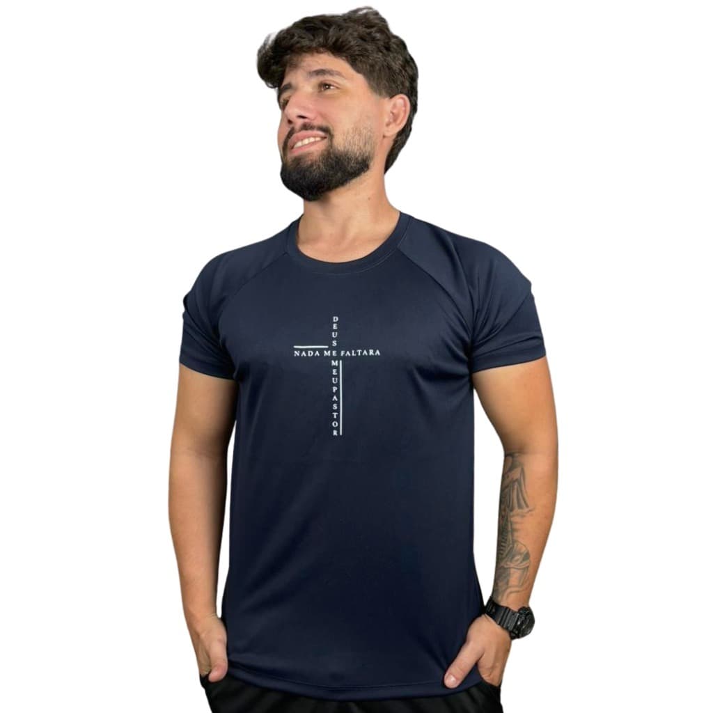 Camiseta Cruz Dry Fyt Básica Masculina Academia Casual Deus é Meu Pastor