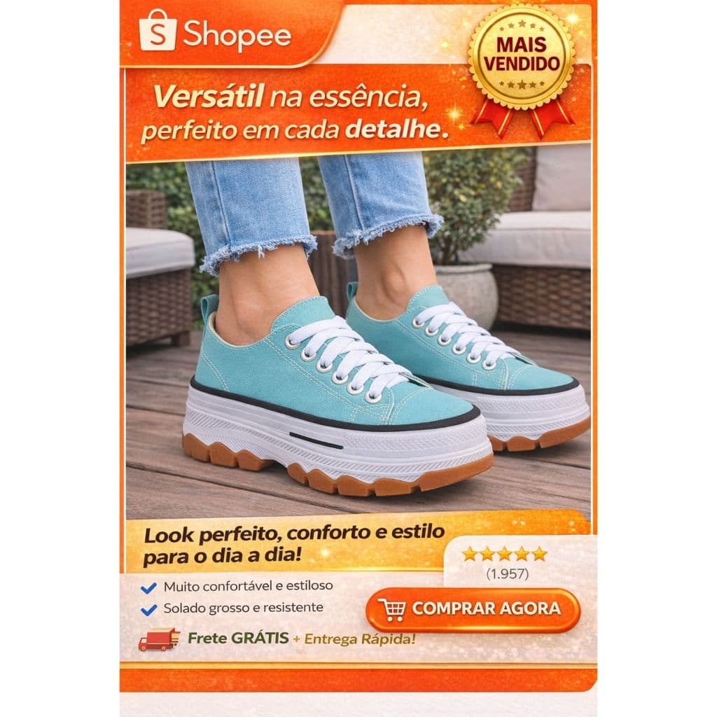 Tênis Feminino Cano Baixo Plataforma