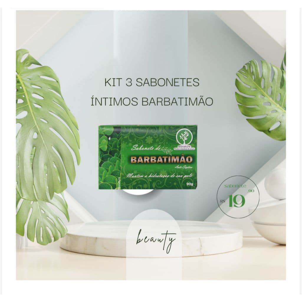 Kit com 3 Sabonetes Íntimos Bionature Barbatimão 90g Higiene Feminina Natural