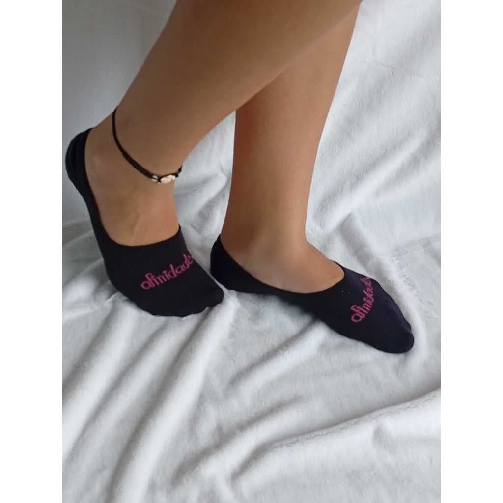 KIt de 3 pares de meias sapatilhas femininas cores diversas do 34-39