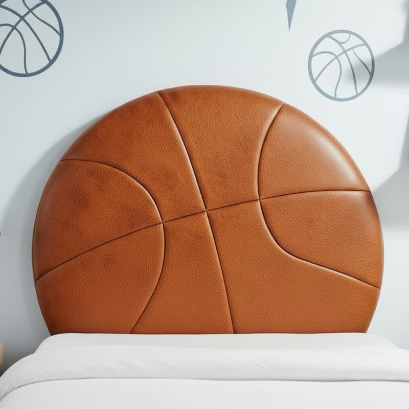 Cabeceira Infantil Solteiro 100x100cm Bola De Basquete Estofada Para Cama Box Corano Caramelo
