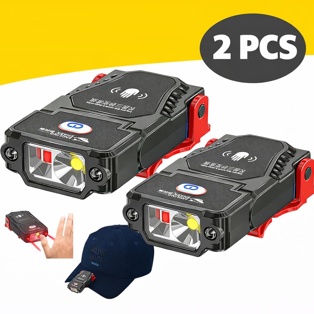 KIT C/ 2 Lanterna Led Boné Recarregável Pescaria Ajustável Ciclismo