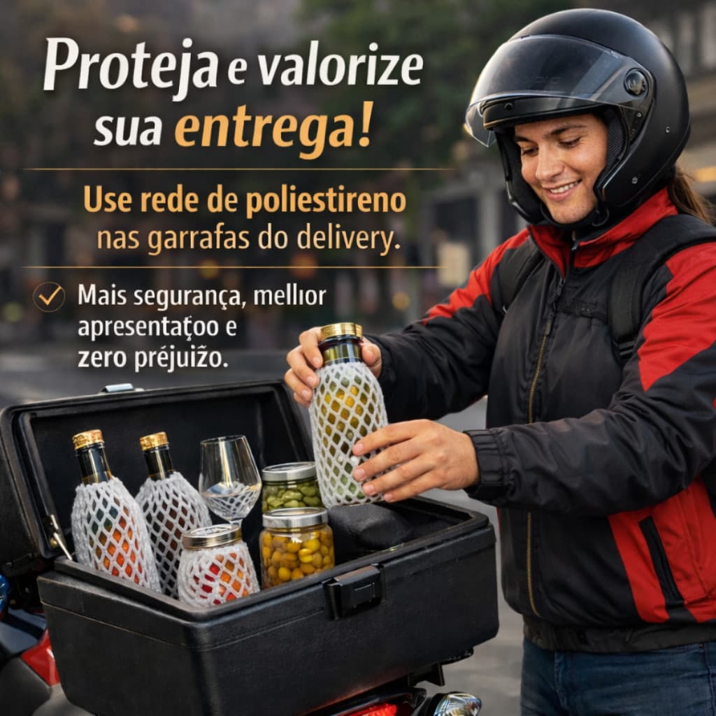 REDE PROTEÇÃO ESPUMA POLIETILENO GARRAFAS, TAÇAS, FRUTAS 25X8cm  18 FIOS GROSSA 100 UNIDADES