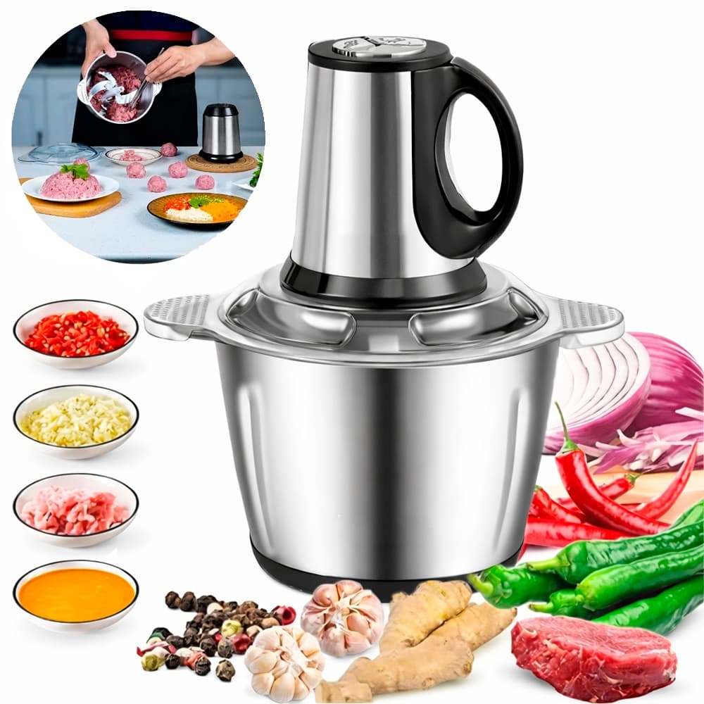 Processador De Alimentos Inox Elétrico 1800w Moedor De Carne Aço Inox 127v~220v