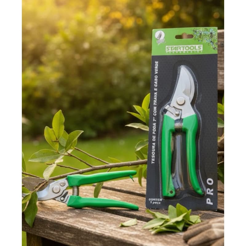 Tesoura de Poda 7 Polegadas StarTools Profissional com Trava e Cabo Ergonômico