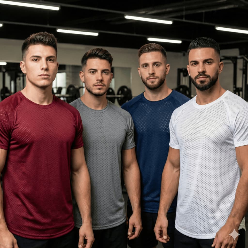 Kit 4 Camisetas Masculinas Fitness 100% Poliester/ DryFit– Leves e Confortáveis para Academia