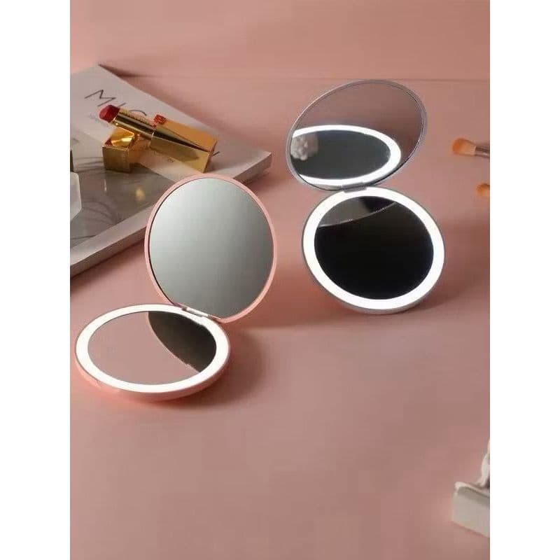 Espelho de Bolsa com LED 10x Magnificador Portátil Compacto Dobrável, Skincare, Espelho de Maquiagem com Aumento