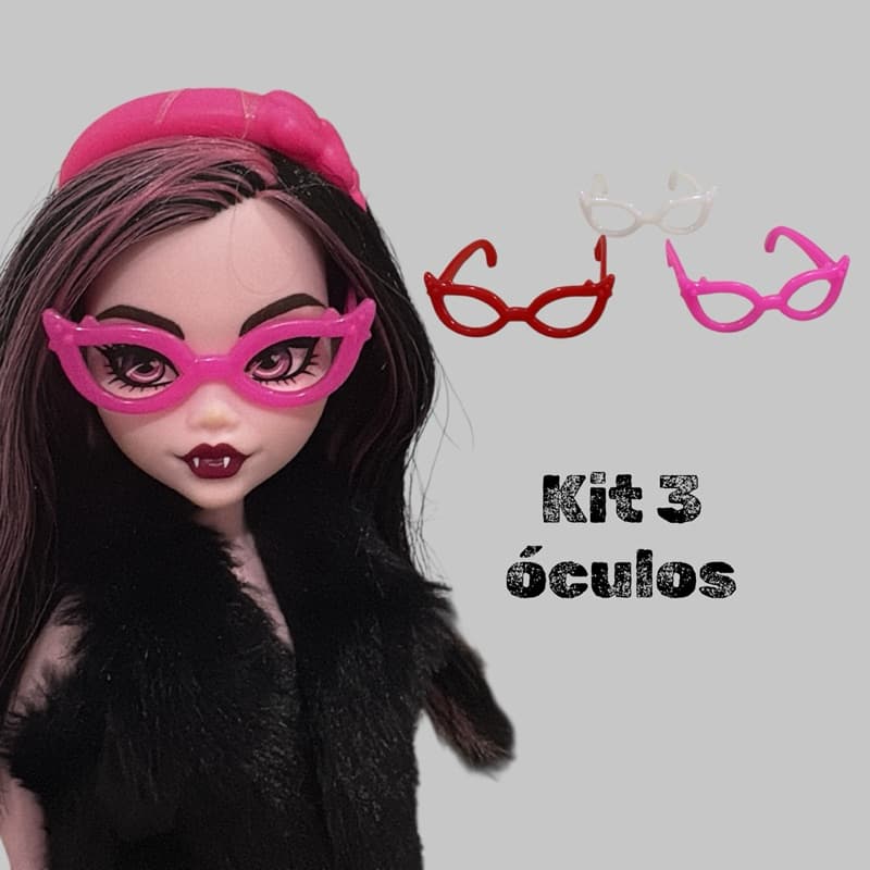 kit 3 oculos boneca 30cm escala 1:6 oculos para boneca oculos de boneca acessorios para boneca