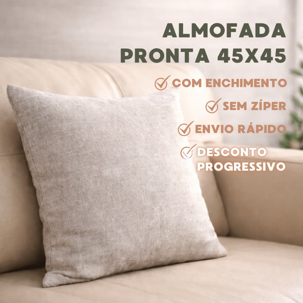 Almofada Decorativa 45x45 Linho para Sofá e Cama • Enchimento Macio • Sem Zíper • MG Co.
