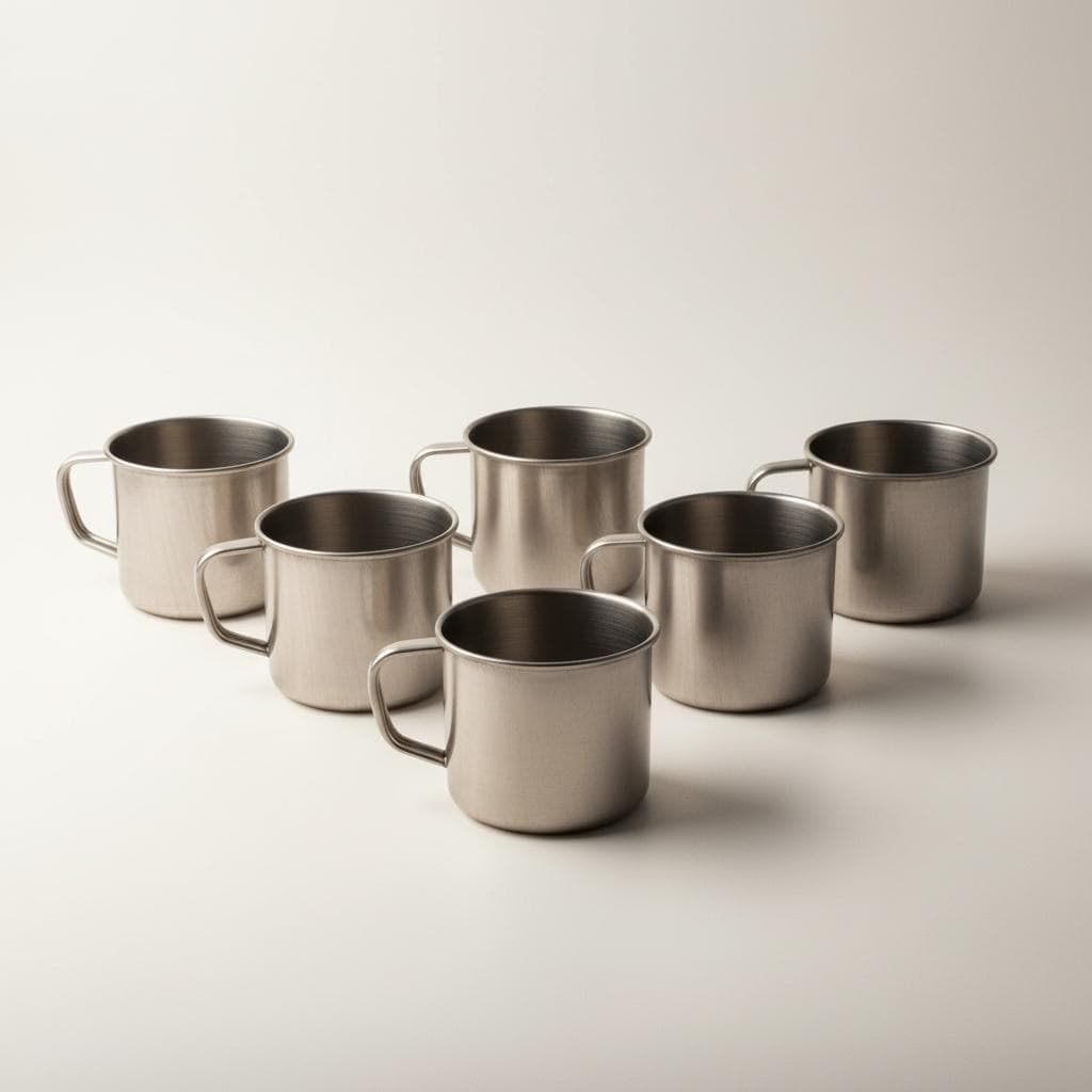 Kit 6 Caneca Inox 150ml Xícara Café Chá Inquebrável Casa Cozinha Pequena Envio Imediato