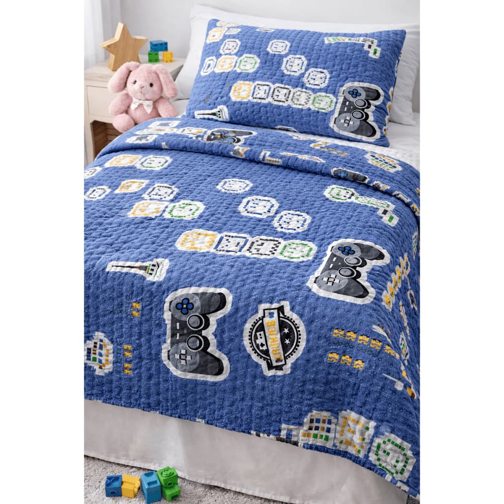 Colcha Solteiro Infantil 2 Peças 150 Fios Dupla Face Estampas Diversas + Porta Travesseiro