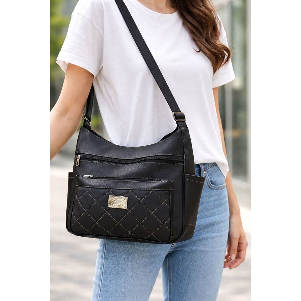 Bolsa feminina transversal tiracolo grande casual com bolsos para o dia a dia trabalho passeio