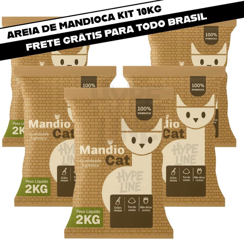 Areia de Gato MandioCat Biodegradável 100% Mandioca – Grãos Finos Areia de Gato Sanitário Pet