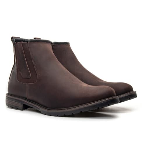 Botina Masculina Horse  Casual Couro Legítimo Sola Borracha ajuste em Elástico