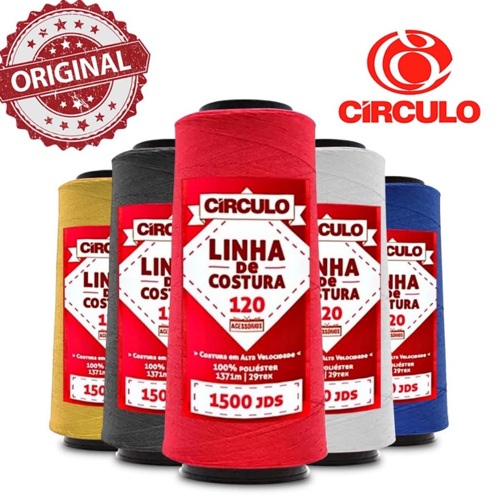 Linha de Costura 120 Reta Poliéster Cone 1500 Jardas Circulo