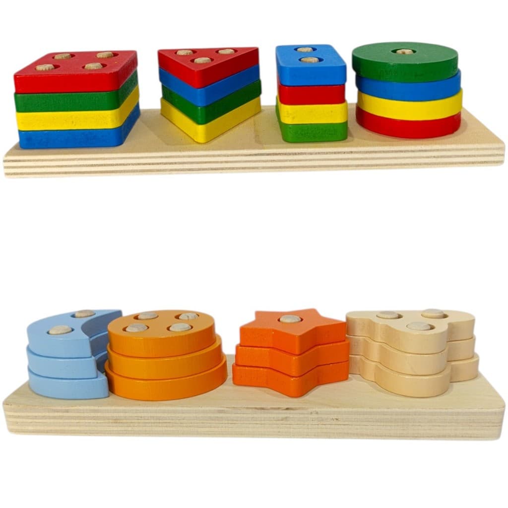 Brinquedo Pedagógico de encaixe 4 Formas Geométricas- Colorido MDF Infantil -Educativo Dony Toys