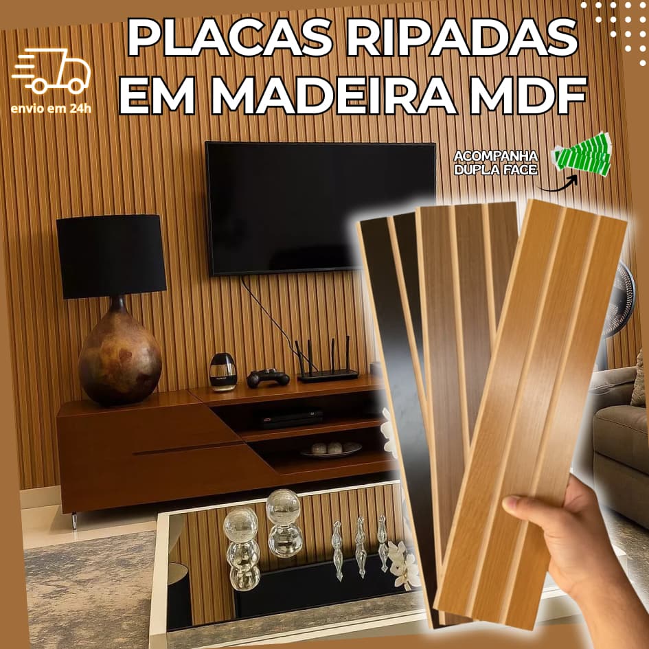 Kit com até 200 Paineis Ripados Autocolantes com Relevo em MDF Premium - ENVIO FULL