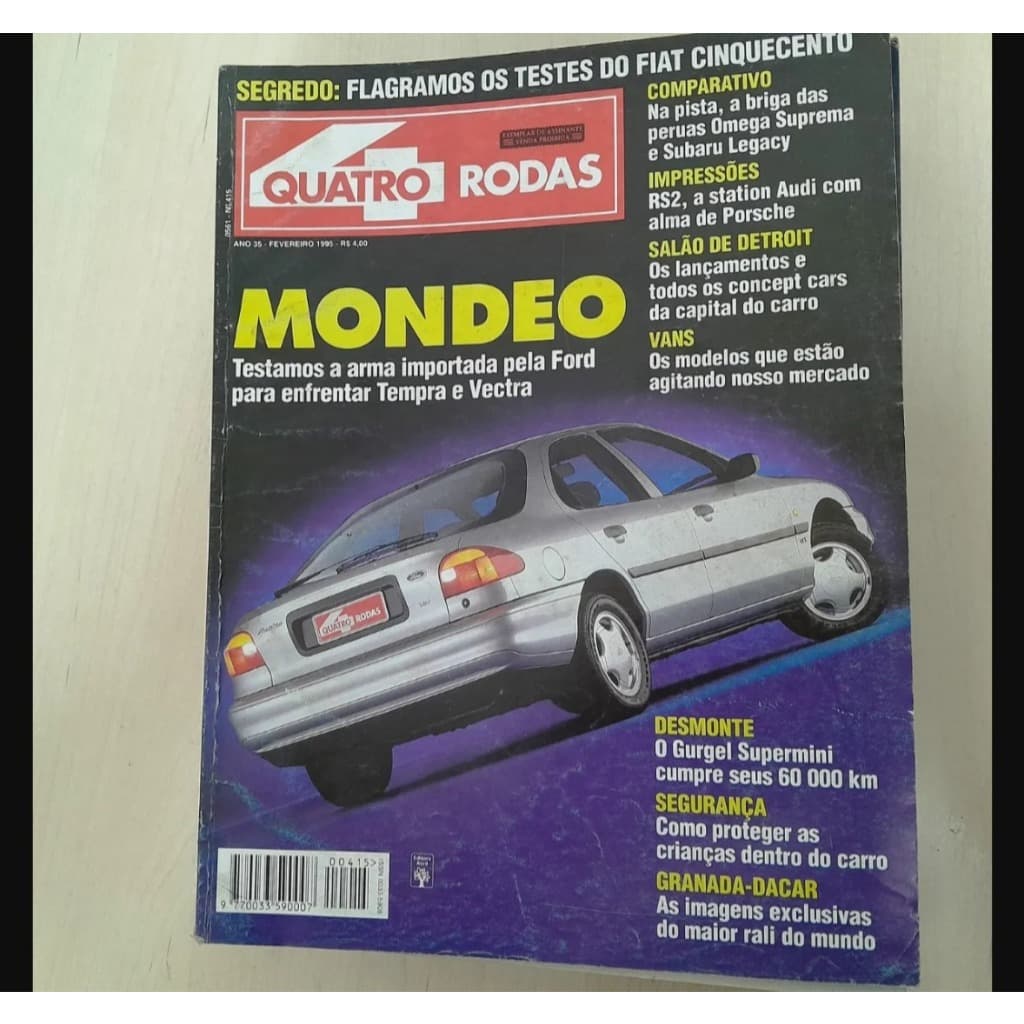 Revista Quatro Rodas 415 1995 Ford Mondeo Suprema Subaru Legacy Audi Avant