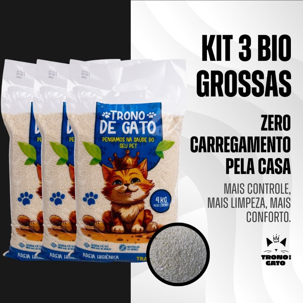 Kit 3 Areias Biodegradável Bio Grossa