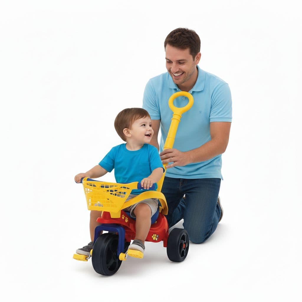 Triciclo Infantil Com Proteção Tema Cachorrinho Seguro Resistente Divertido Ideal Para Crianças