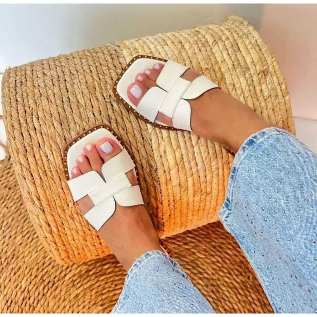 Sandália Rasteira Feminina Modelo H Casual Sola Leve lançamento