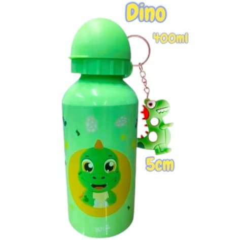 Garrafinha Agua Infantil 400 ml  kit com chaveiro Garrafa  Squeeze  Coruja unicornio  Dino  Menina Menino