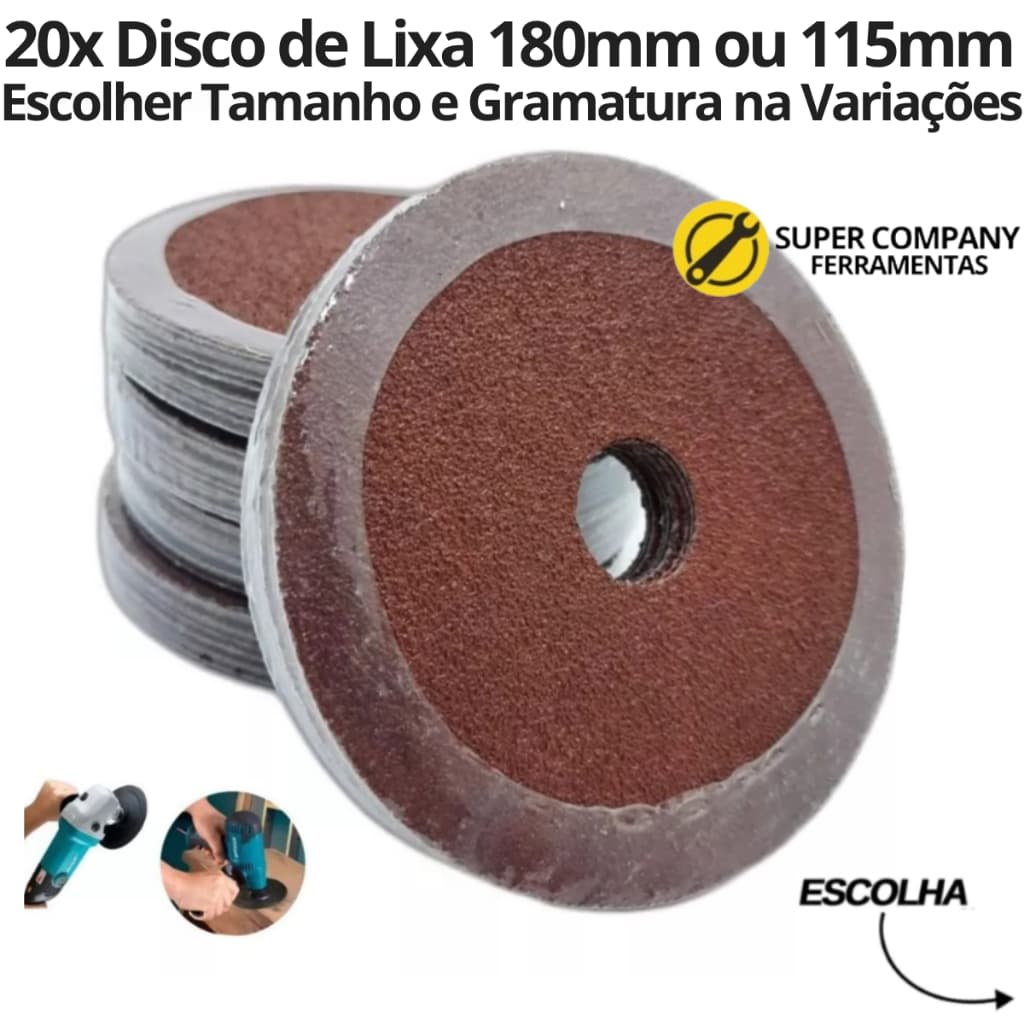 20x Disco De Lixa 180mm (7'') ou 115mm (4.1/2'')  Madeira Metal Ferro - Escolher Tamanho e Grãos ao Lado na Variações