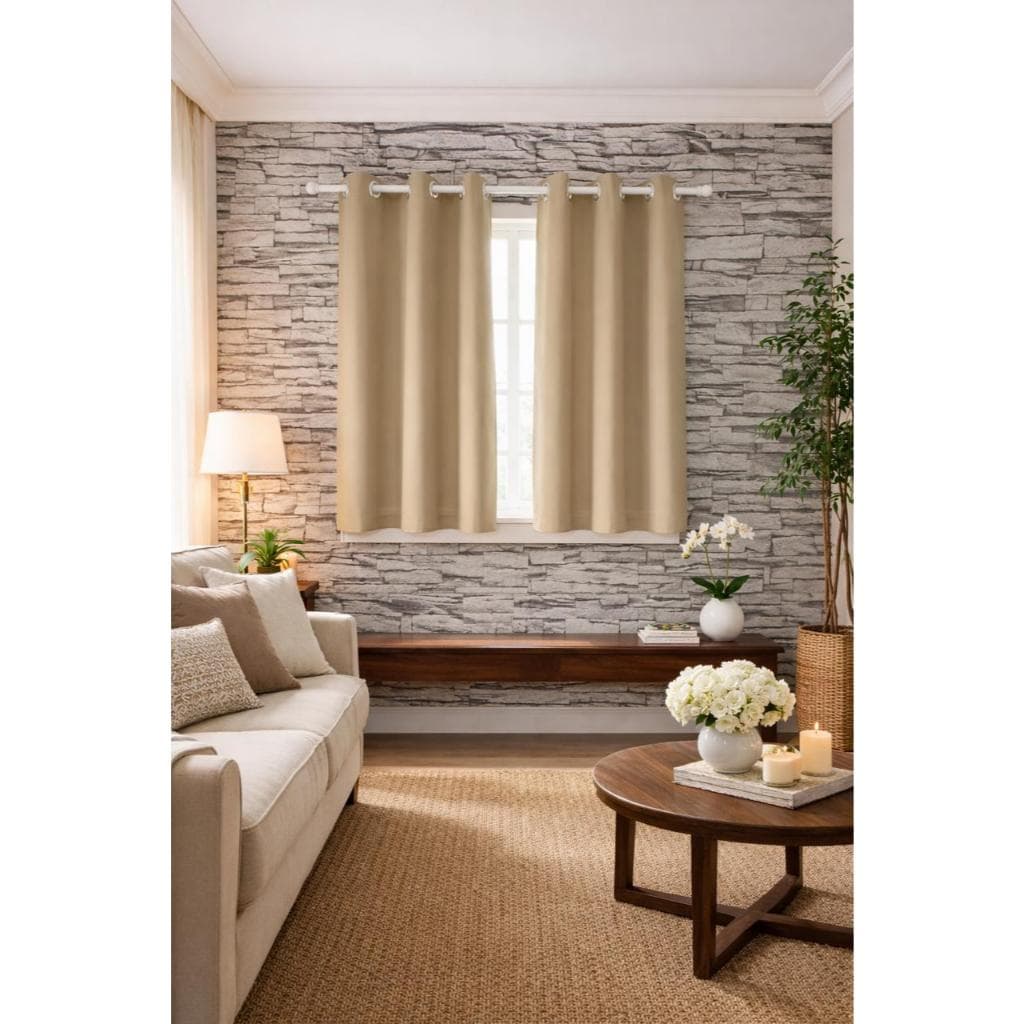 Cortina Oxford De Janela Sala/Quarto 2,00X1,50 Metros Tecido Grosso Com Ilhós