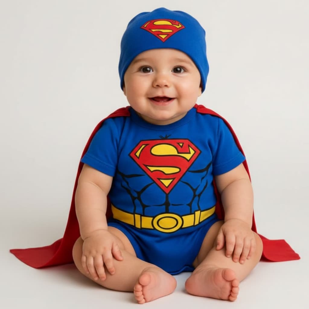 Body Bebê Infantil Menino Mêsversário Temático Superman Super Confortável Linha Premium