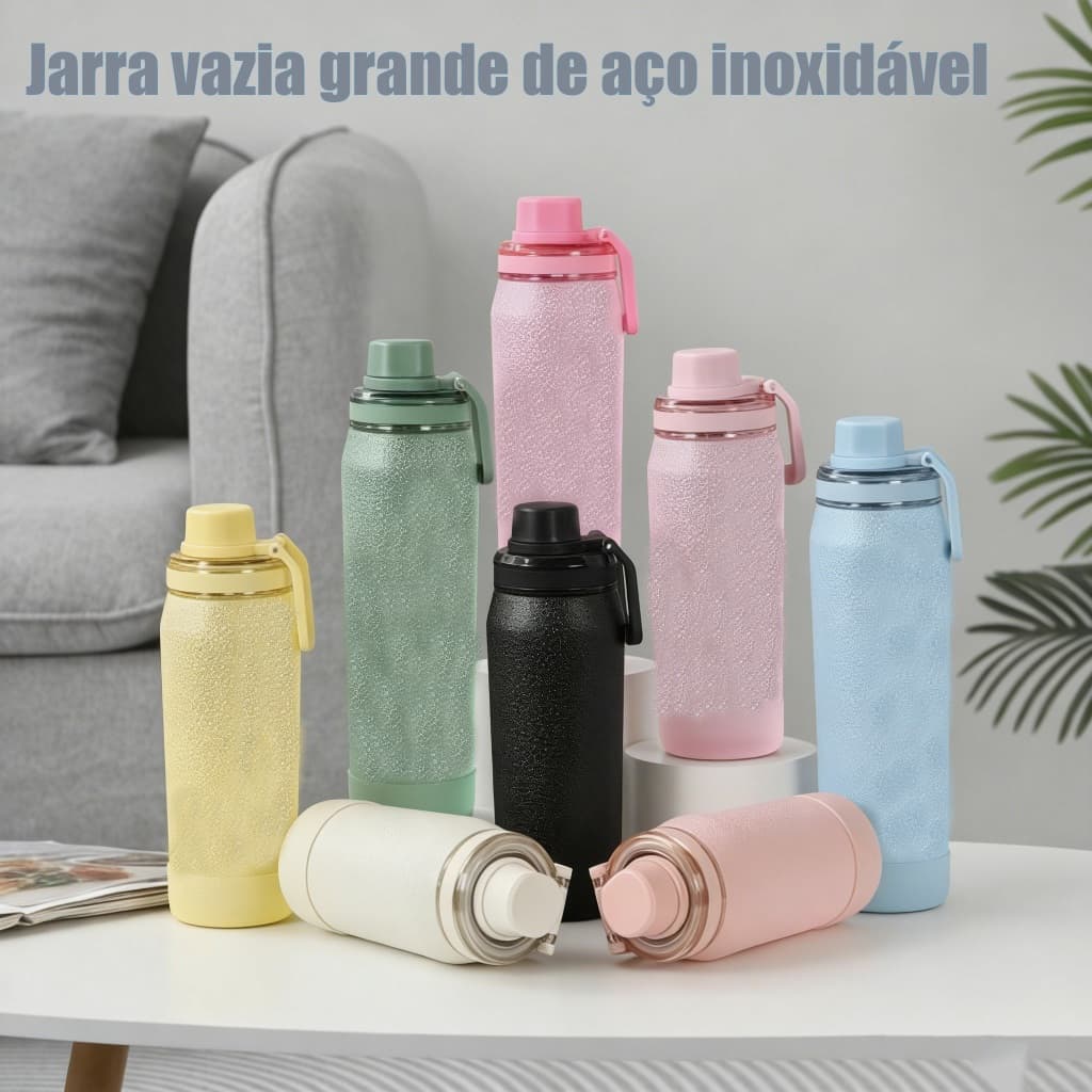 Garrafa Térmica Sport 650ml Academia Quente Garrafa Térmica Isolada Inoxidável 304 Pintura de gelo