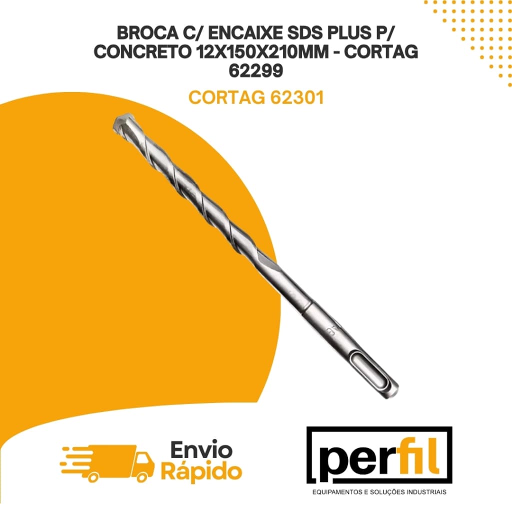 Broca SDS Plus 12x150x210mm para Concreto Cortag 62299 Profissional