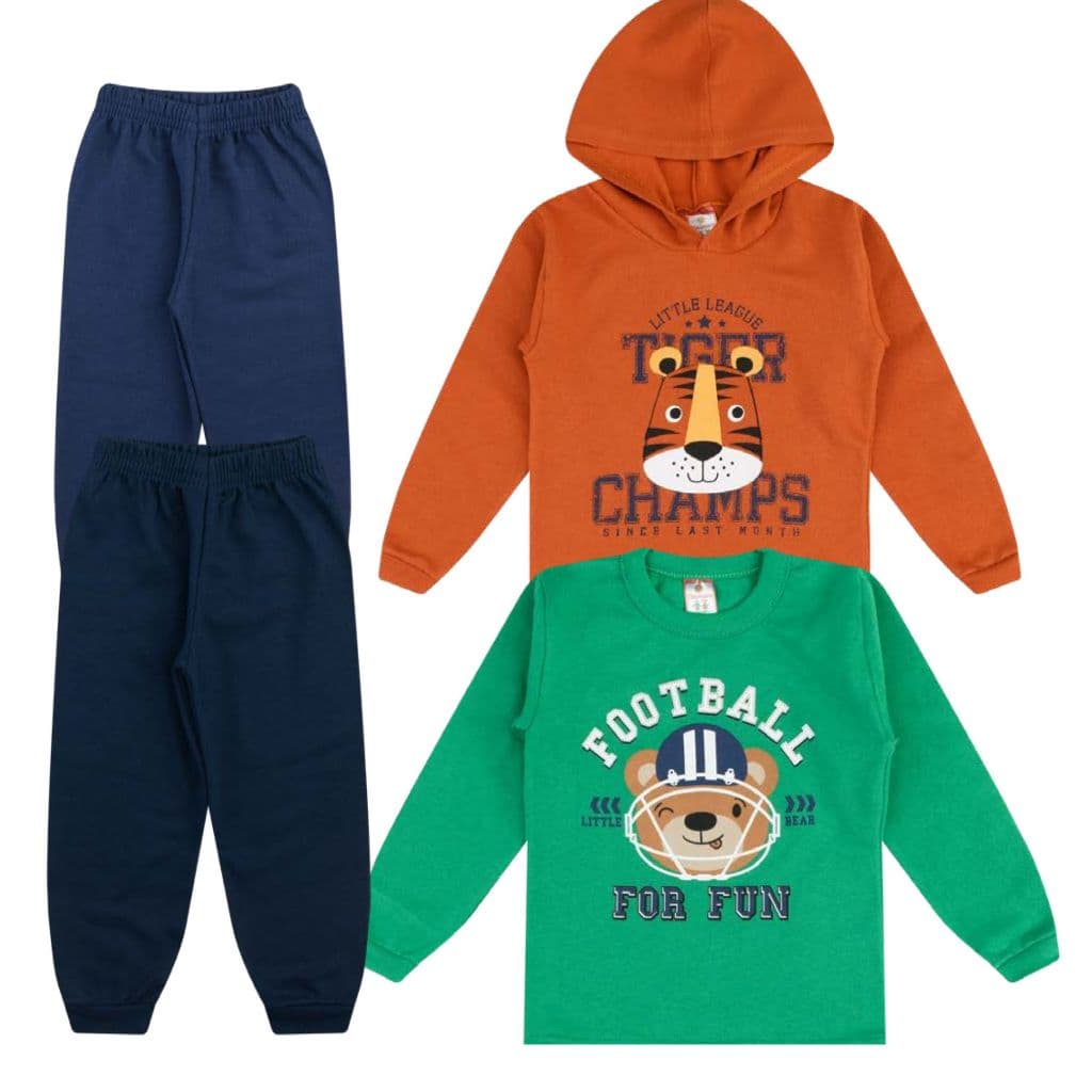 Kit 4 Peças Moletom Infantil Menino Sortidos