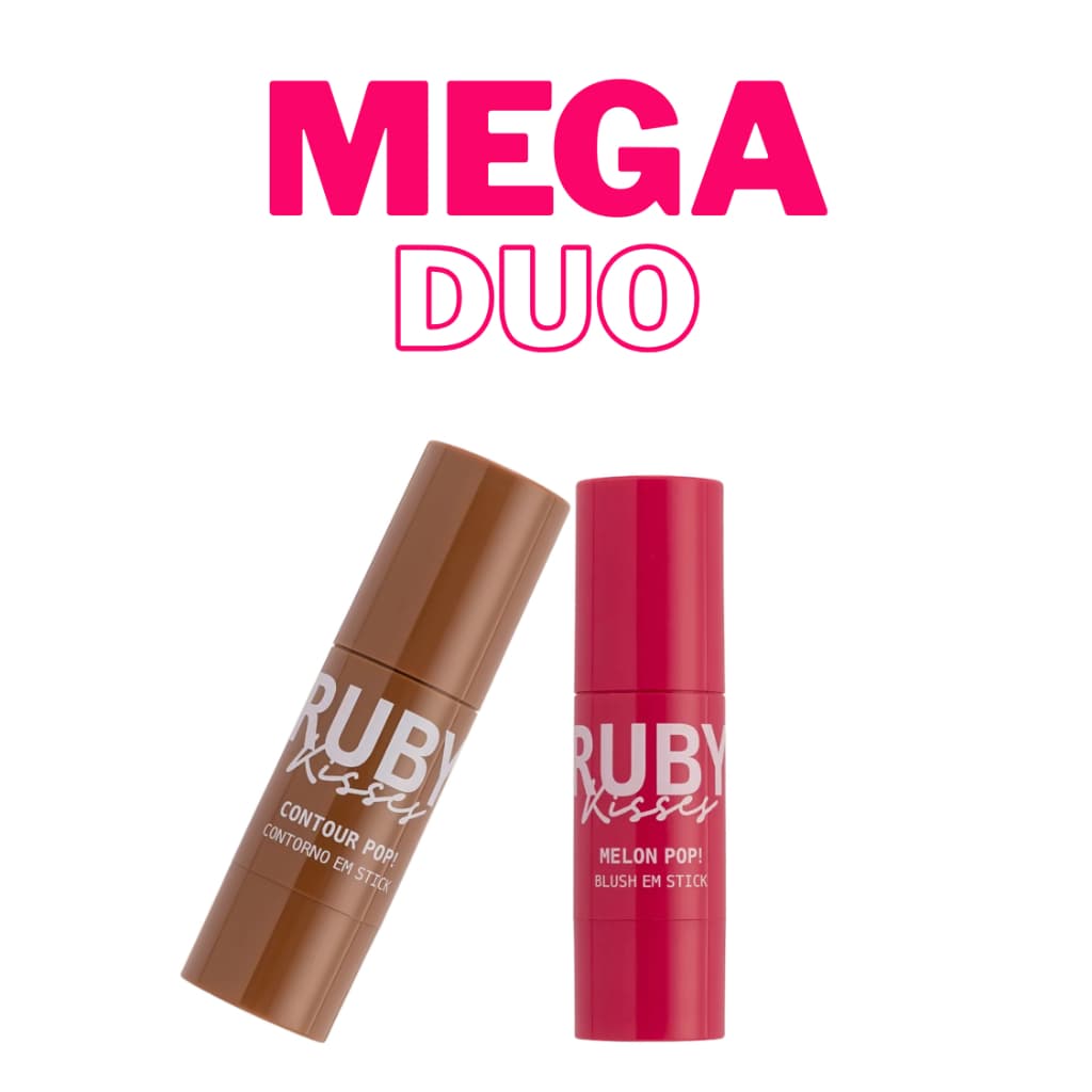 Duo Facial Ruby Kisses: Blush Stick + Contorno em Bastão (Combo)