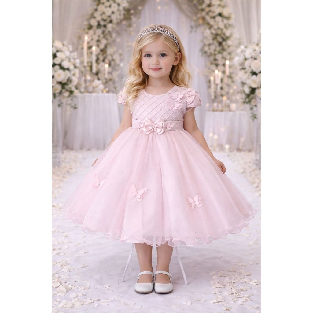 Vestido De Festa  Bebê Luxo  Aniversário Mundo Encantado Azul Bebê Aplique Borboletas - 1 ao 3