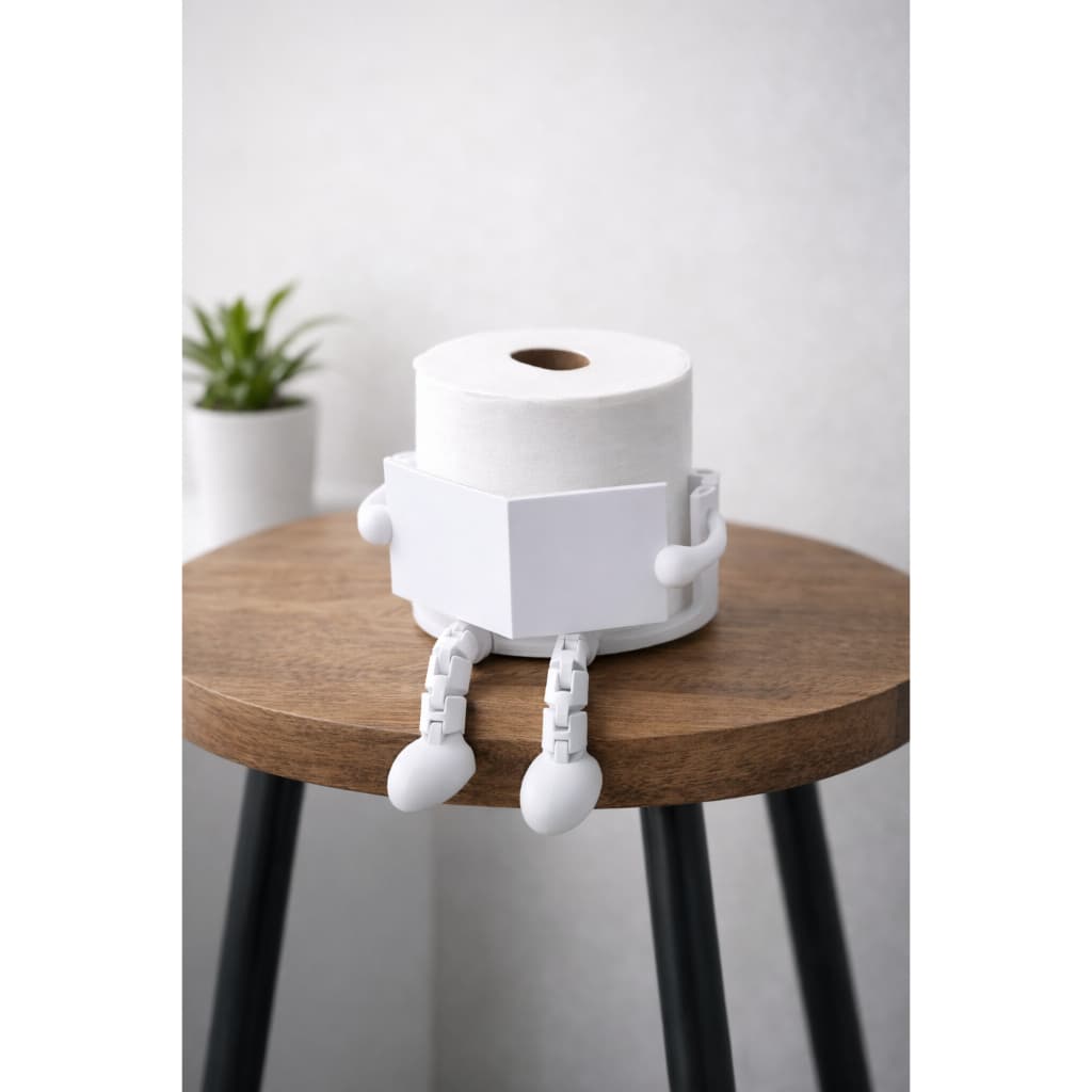 Suporte para papel higienico leitor com perninhas articuladas decorativo banheiro divertido