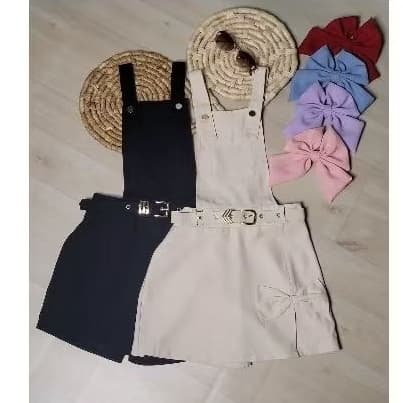 Jardineira short saia infantil com Cinto, jardineira infantil, jardineira para meninas, salopete infantil meninas.