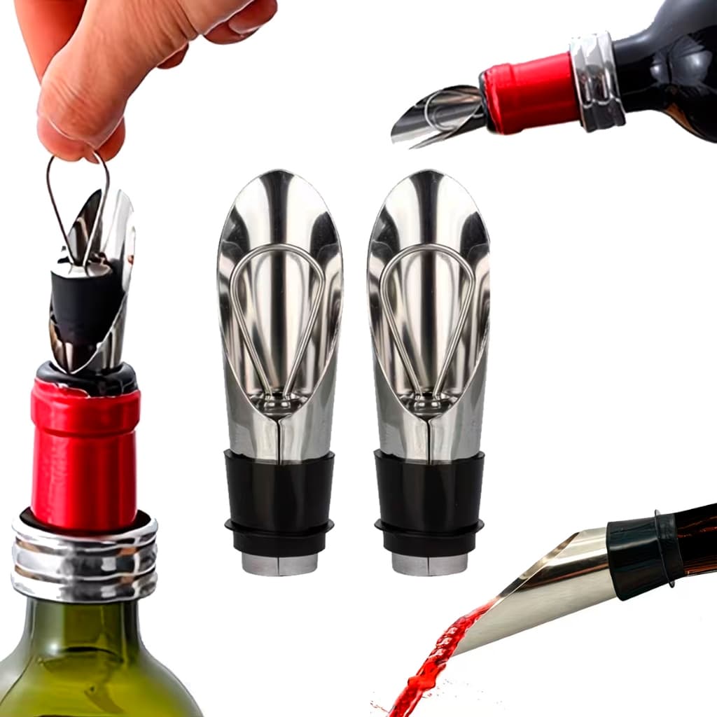 Kit com 2 Bicos Dosador De Bebidas com Tampa Rolha para Vinho Espumante Cachaça e Bebidas em Geral